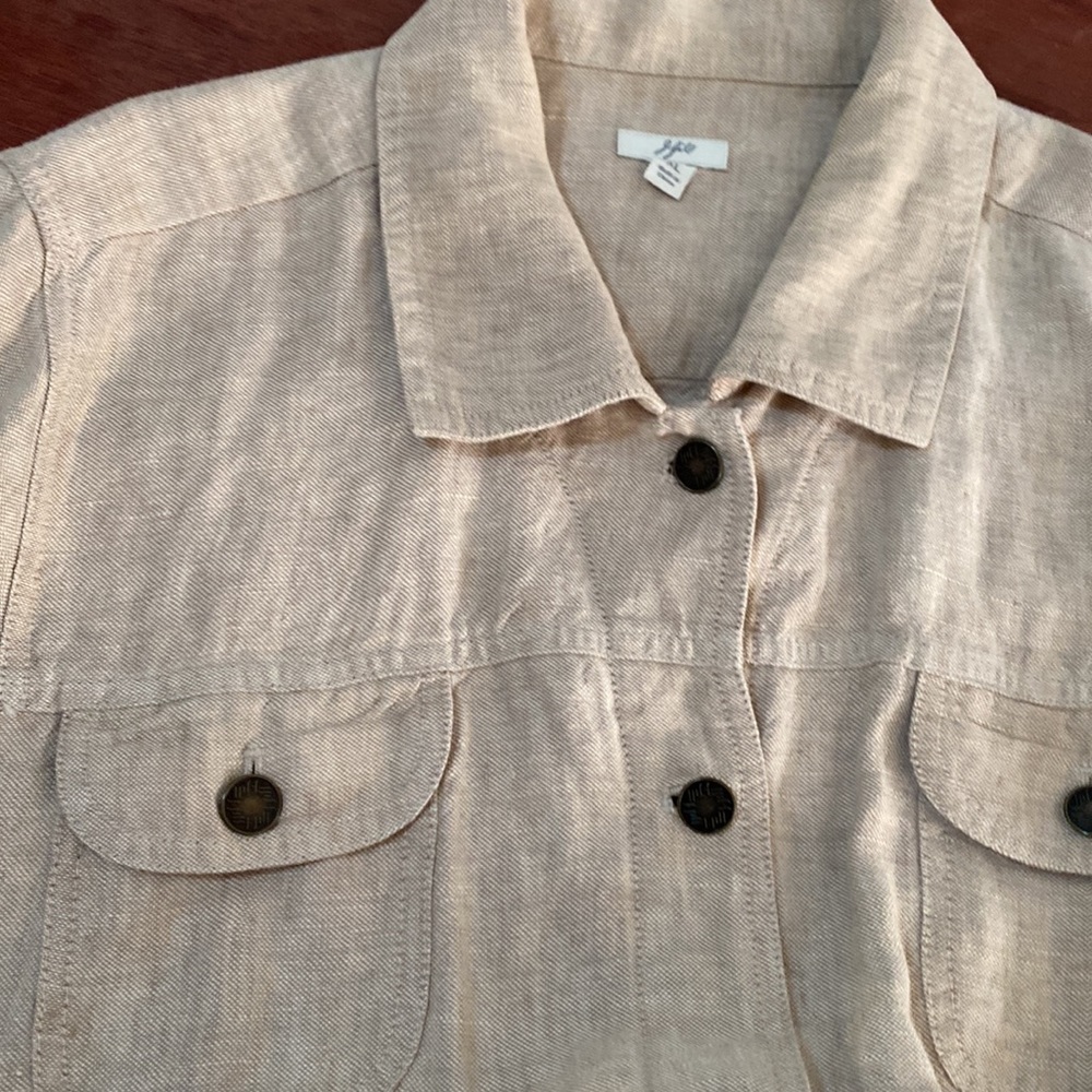 J. Jill 100% linen sport jacket beige XL button down pockets